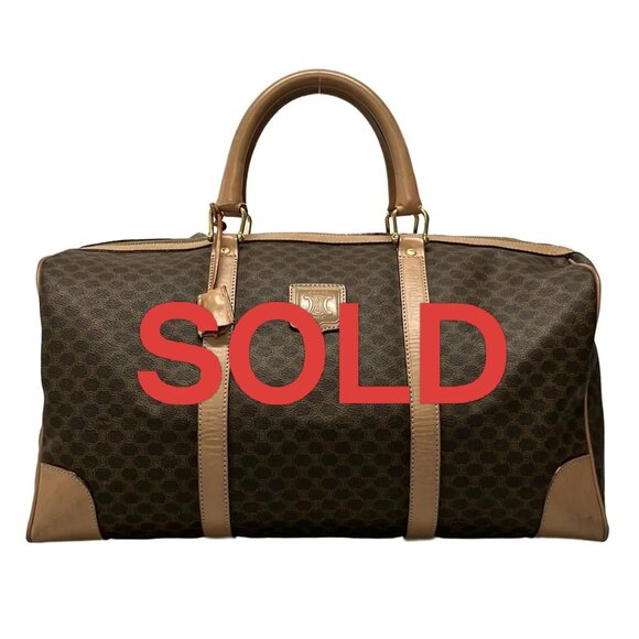 CELINE Macadam - Dark Brown Brown PVC Leather Boston Bag 325-061025 - Picture 1 of 10